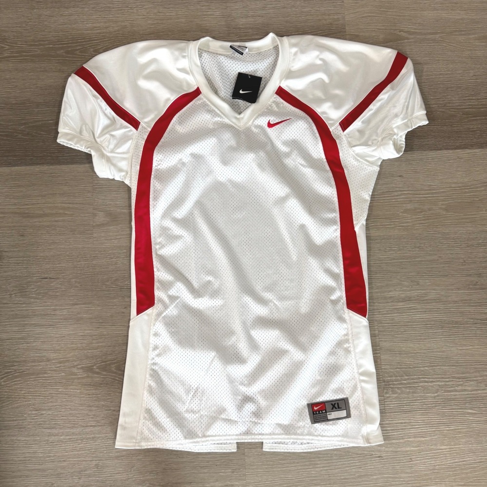 NWT Nike Crackback Game Jersey Mens XL White Red Football Practice Mesh Shirt